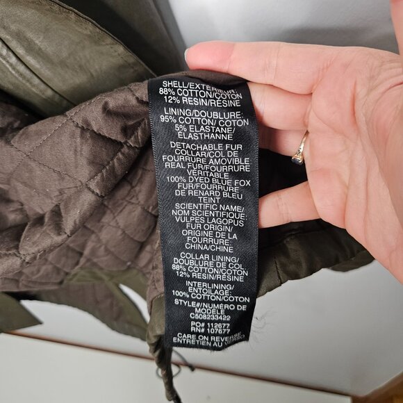 Alice + Olivia Coated Long Parka Coat Hood Sz M Green Cabincore Fisherman - Picture 13 of 14